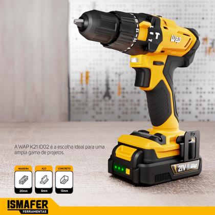 Imagem de Furadeira Parafusadeira Sem Fio Bateria 21v Wap K21 + Maleta