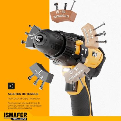 Imagem de Furadeira Parafusadeira Sem Fio Bateria 21v Wap K21 + Maleta