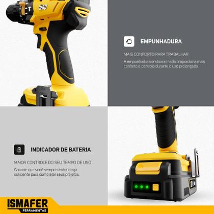 Imagem de Furadeira Parafusadeira Sem Fio Bateria 21v Wap K21 + Maleta