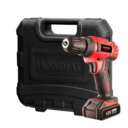 Imagem de Furadeira parafusadeira sem fio de 10mm Mondial FPF-06M 12V + accesorios com maleta de transporte 100V/240V 50Hz/60Hz
