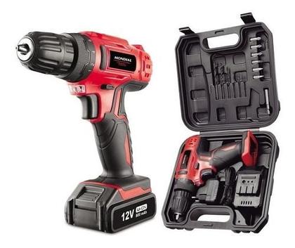 Imagem de Furadeira parafusadeira sem fio de 10mm Mondial FPF-06M 12V + accesorios com maleta de transporte 100V/240V 50Hz/60Hz