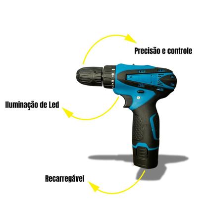 Imagem de Furadeira Sem Fio 12V Acompanha 2 Baterias De Lítio