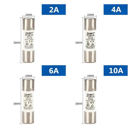 Imagem de Fusível Solar DC 500V 10x38mm 2A-32A Em Ligas Metálicas Para Proteção De Sistemas De Energia Solar