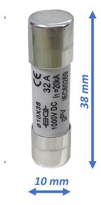 Imagem de Fusível Solar Fotovoltaico Dc 10x38mm 32a 1000v - 4 Peças