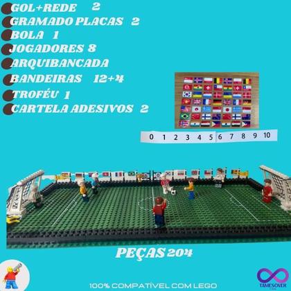 Imagem de FUTEBOL CAMPO PIXEL Completo DIY com 8 Jogadores 204 peças Blocos Montar Lestgo
