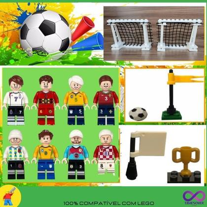 Imagem de FUTEBOL CAMPO PIXEL Completo DIY com 8 Jogadores 204 peças Blocos Montar Lestgo