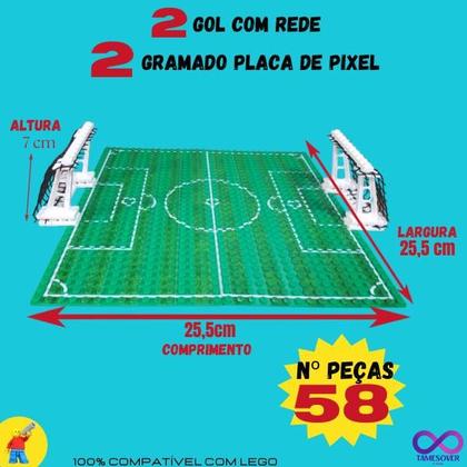 Imagem de FUTEBOL MINI CAMPO PIXEL com 2 traves sem Jogadores Blocos Montar Lestgo