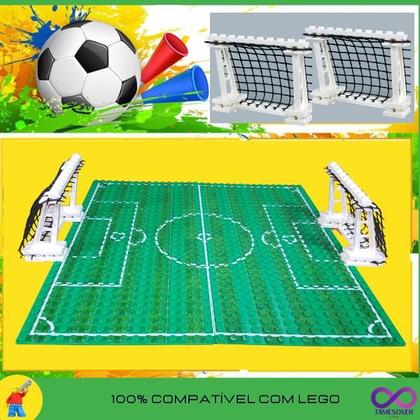 Imagem de FUTEBOL MINI CAMPO PIXEL com 2 traves sem Jogadores Blocos Montar Lestgo