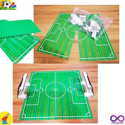 Imagem de FUTEBOL MINI CAMPO PIXEL com 2 traves sem Jogadores Blocos Montar Lestgo