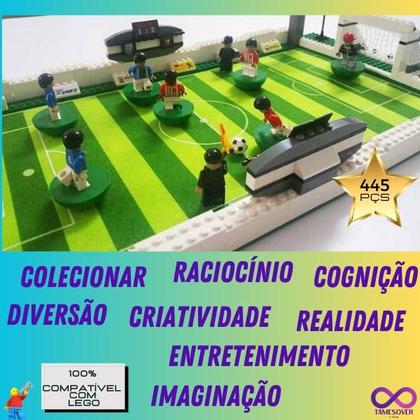 Imagem de FUTEBOL TV Jogo Geek Melhor Estádio com 17 bonecos 445 peças Blocos Montar Letsgo
