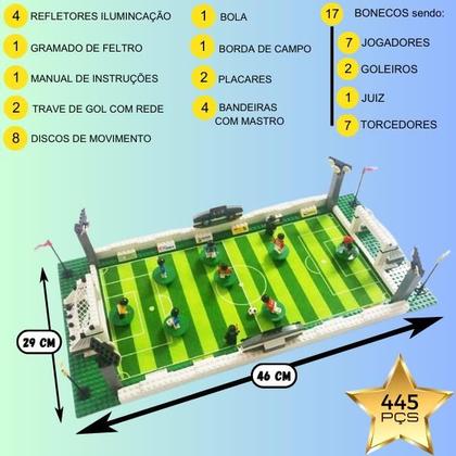 Imagem de FUTEBOL TV Jogo Geek Melhor Estádio com 17 bonecos 445 peças Blocos Montar Letsgo
