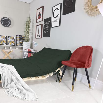 Imagem de Futon Casal Tokio Sofa Cama Verde Militar Com Madeira Maciça