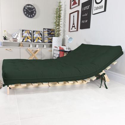 Imagem de Futon Casal Tokio Sofa Cama Verde Militar Com Madeira Maciça