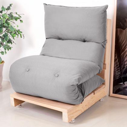 Imagem de Futon de Espuma Almofada Dobrável Solteiro Cinza Claro 170x60cm - BF Colchões