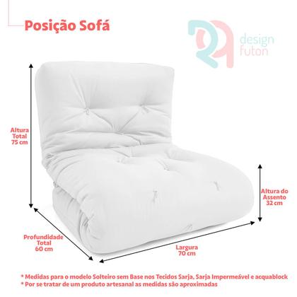 Imagem de Futon Solteiro Dobrável Oriental Confort Plus Branco Off Acquablock