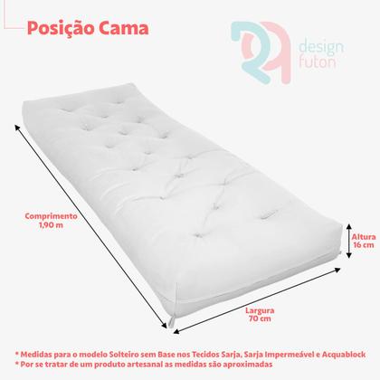 Imagem de Futon Solteiro Dobrável Oriental Confort Plus Branco Off Acquablock