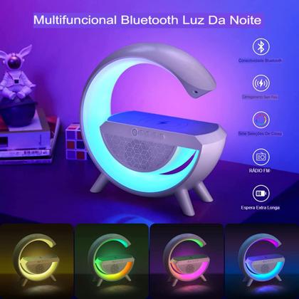 G Speaker Luminária RGB Som LED Carregamento Sem Fio Mesa - Caixas e Cia Imagem de G Speaker Luminária RGB Som LED Carregamento Sem Fio Mesa