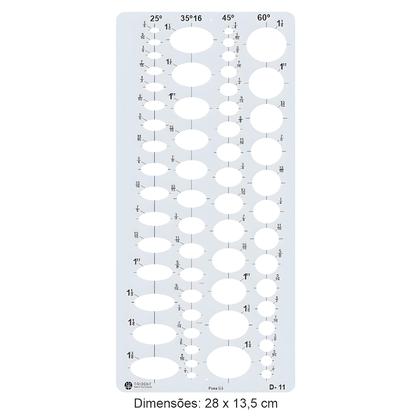 Imagem de Gabarito Elipses Polegadas Com 60 Elipses Trident D-11