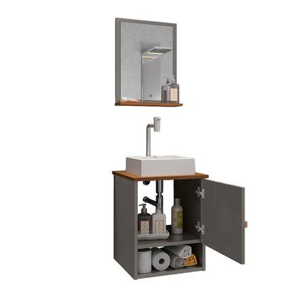 Imagem de Gabinete Arm Banheiro Lima 1 Porta com Cuba Tulipa Branca