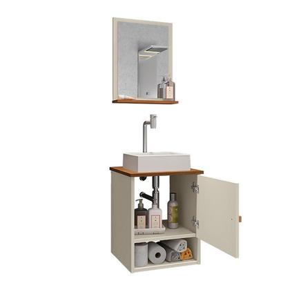 Imagem de Gabinete Arm Banheiro Lima 1 Porta com Cuba Tulipa Branca