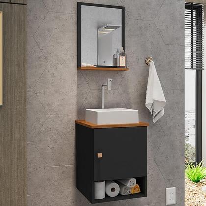 Imagem de Gabinete Arm Banheiro Lima 1 Porta com Cuba Tulipa Branca