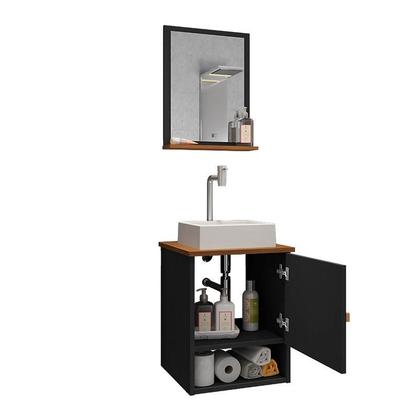 Imagem de Gabinete Arm Banheiro Lima 1 Porta com Cuba Tulipa Branca