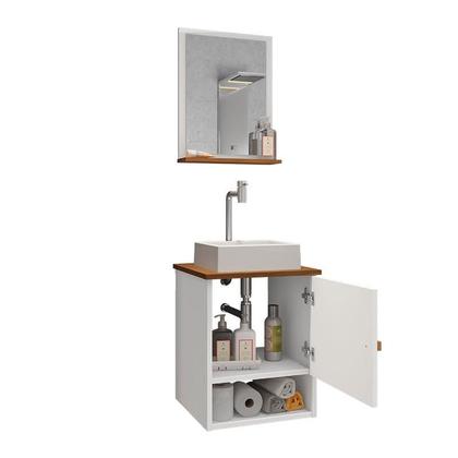 Imagem de Gabinete Arm Banheiro Lima 1 Porta com Cuba Tulipa Branca