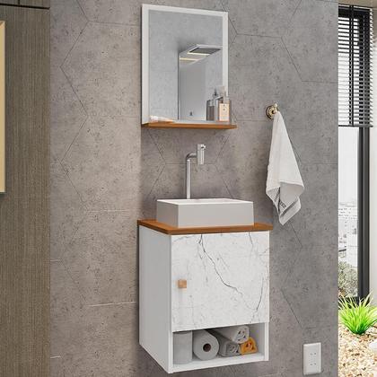 Imagem de Gabinete Arm Banheiro Lima 1 Porta com Cuba Tulipa Branca