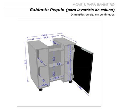 Imagem de Gabinete Armário Banheiro Para Pia de Coluna Pequin Branco