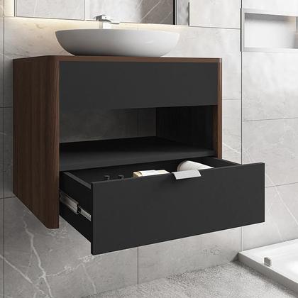 Imagem de Gabinete Armario Banheiro Santorini com 1 Gaveta e Cuba Luna