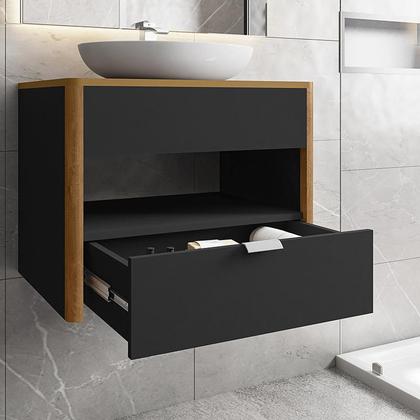 Imagem de Gabinete Armario Banheiro Santorini com 1 Gaveta e Cuba Luna