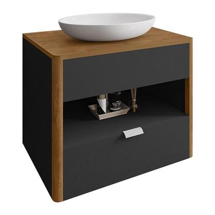 Imagem de Gabinete Armario Banheiro Santorini com 1 Gaveta e Cuba Luna