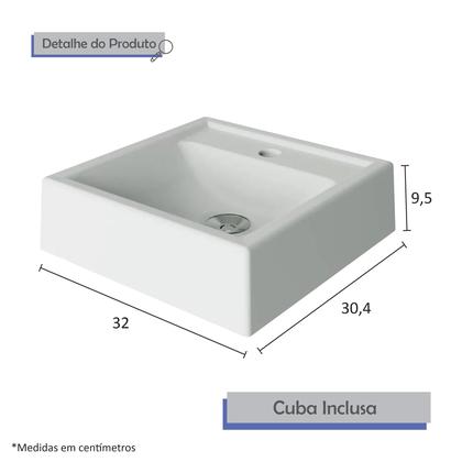 Imagem de Gabinete Armário Conjunto Banheiro Espelho + Cuba Aranto Branco/Carvalho