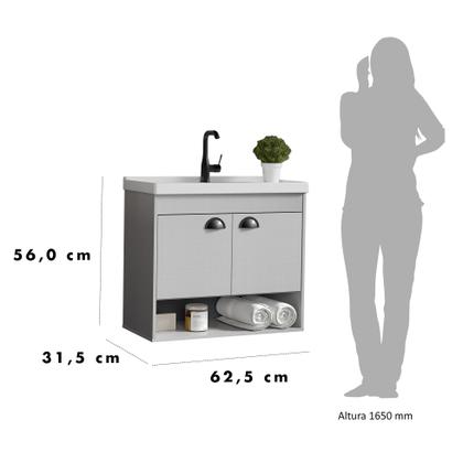 Imagem de Gabinete Armario para Banheiro 100% MDF com Cuba - Crotone 60cm