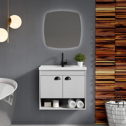 Imagem de Gabinete Armario para Banheiro 100% MDF com Cuba - Crotone 60cm