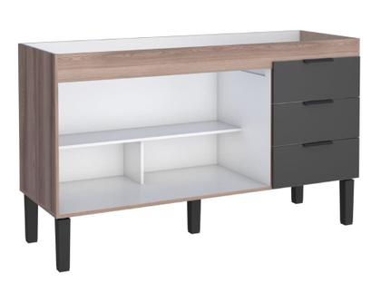 Imagem de Gabinete / Balcão FL de Cozinha em MDF / MDP pra Pia de 1.50m 2 Portas + 3 Gavetas Cor Preto/Tamarindo