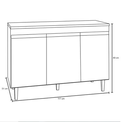 Imagem de Gabinete Balcão Mia 3 Portas para Cozinha Preto