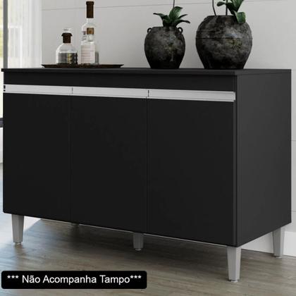Imagem de Gabinete Balcão Mia 3 Portas para Cozinha Preto