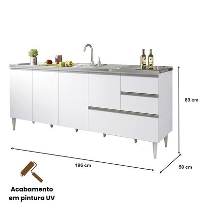 Imagem de Gabinete balcão para pia 2 metro com gavetão branco
