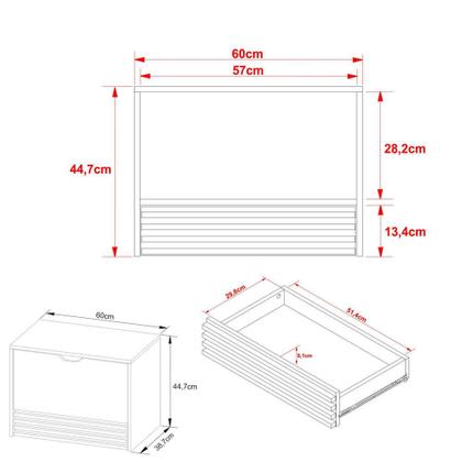 Imagem de Gabinete Banheiro 1 Porta 1 Gaveta 60cm Suspenso Multimóveis CR10091 Amêndoa/Mármore Lunar