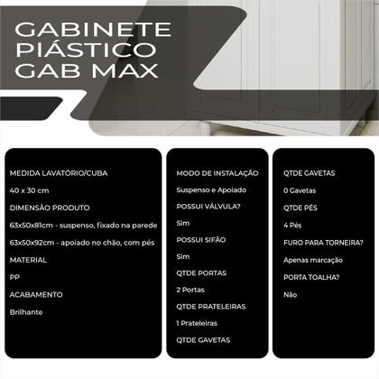 Imagem de Gabinete Banheiro Armario 92cm Com Cuba Astra Gab Max