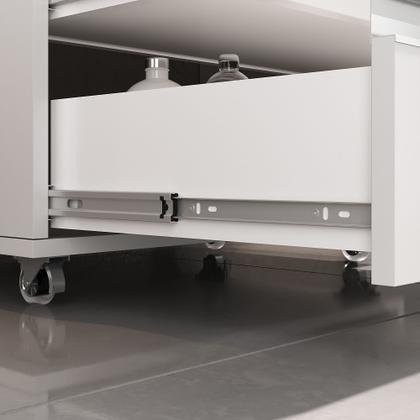 Imagem de Gabinete banheiro creta 60cm com cuba sobrepor e espelho branco inteiro