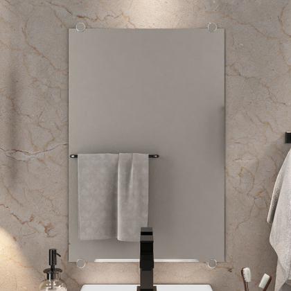 Imagem de Gabinete banheiro creta 60cm com cuba sobrepor e espelho branco inteiro