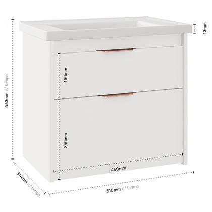 Imagem de Gabinete Banheiro Cuba Resina 51cm Vêneto Preto Madeirado