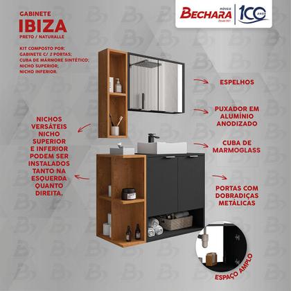 Imagem de Gabinete Banheiro Ibiza 2 Portas Cuba e Armario Espelheira