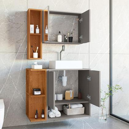 Imagem de Gabinete Banheiro Star 2 Portas com Espelheira e Cuba Dalla