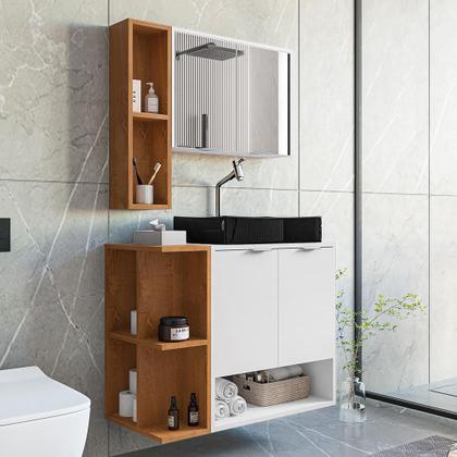 Imagem de Gabinete Banheiro Star com Espelheira e Cuba Dalla Preta