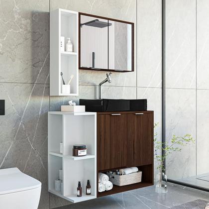 Imagem de Gabinete Banheiro Star com Espelheira e Cuba Dalla Preta