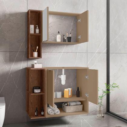 Imagem de Gabinete Banheiro Star com Espelheira e Cuba Dalla Preta