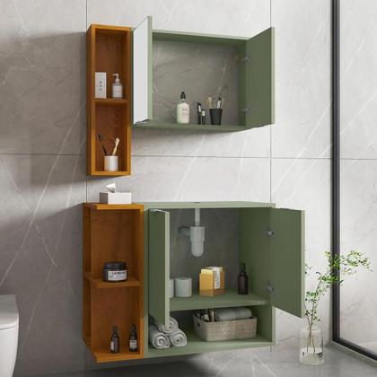 Imagem de Gabinete Banheiro Star com Espelheira e Cuba Dalla Preta